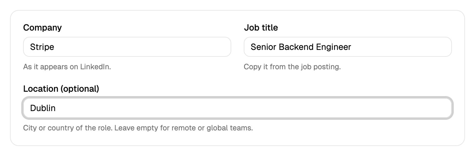The hiring manager finder with Stripe, Senior Backend Engineer, and Dublin entered