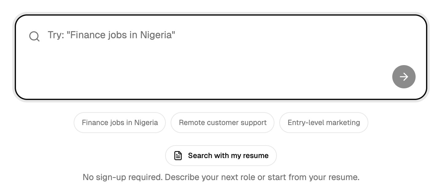 The JobBloom search box with the Search with my resume button below the example searches
